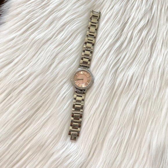 Fossil Women\'s Silver Rhinestone Watch with Pink Face, Stainless Steel Watch main image 6